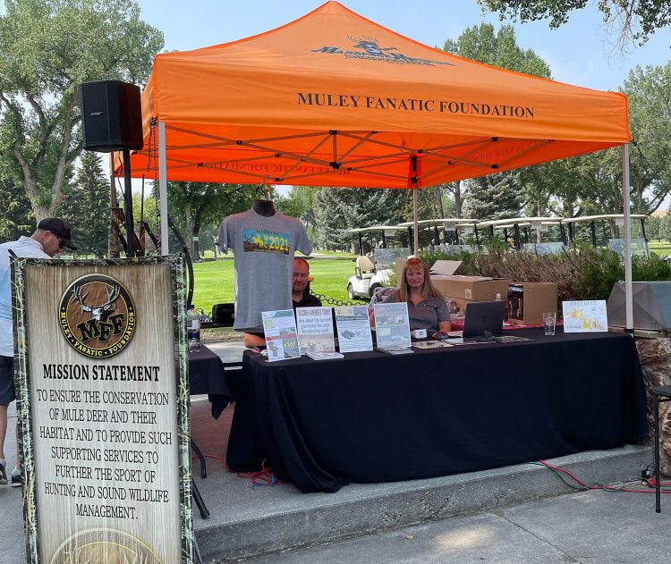 Muley Fanatic Foundation booth at the Golf for Wildlife Tournament in Buffalo, Wyoming